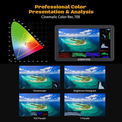 ANDYCINE T6 6 inch camera monitor aluminum shell 4K 60Hz HDMI HDR 1920x1080 all waveform, 3D lut with battery and carrying case - QUORE