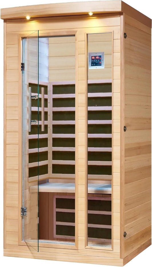 CANADIAN SPA CO. Chilliwack Infrared Cabin 1 Person, 102 x 97 x 191 cm, Infrared Sauna with Bluetooth Audio and LED Lighting, Sauna for Home - QUORE
