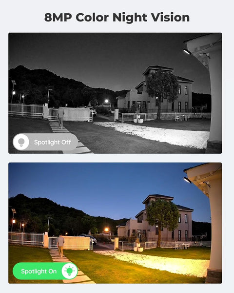 Beveiligingscamera - WiFi-beveiligingscamera - Camerabewaking - 4K Wi-Fi 6 - voor Buiten - met Dubbele Lens - 6X Hybride Zoom - 360° Zicht - Detectie van Personen - Voertuigen - Dieren - Automatisch Volgen - Kleurennachtzicht - Grijs