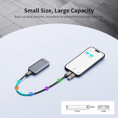 Yottamaster 2TB External SSD, up to 460MB/s, 2-in-1 USB-C/A Cable with Carry Strap, Portable SSD, Compatible with iPhone 16/Smartphone/Tablet/Laptop - QUORE