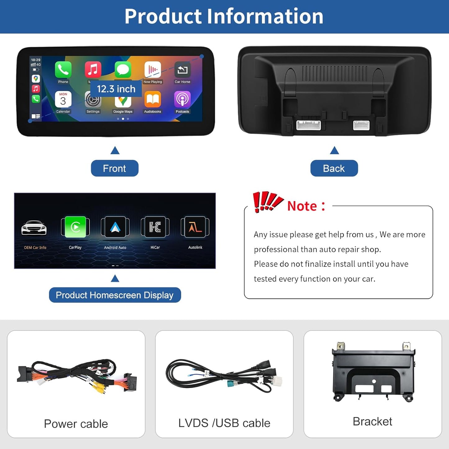 Road Top 12.3 Inch Autoradio Draadloze CarPlay Android Auto Touch Screen voor Mercedes Benz C GLC V Klasse W205 W447 2016-2018 Jaar met NTG5.0, Ondersteuning Mirrorlink