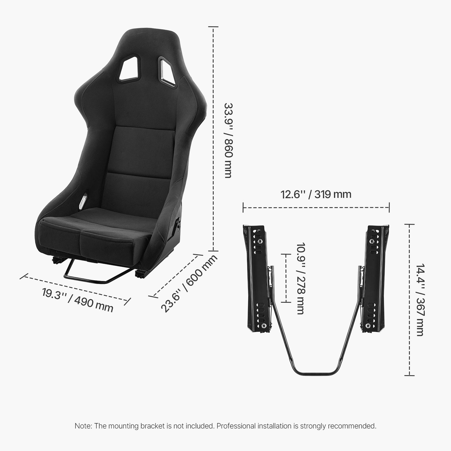 Racestoel – Racingstoel – Simulatierace Stoel – Gamestoel – Cockpit Stoel – Universele Pasvorm – Velours Bekleding – Verstelbare Dual-Lock Schuifrail