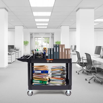 VEVOR Serving trolley 116 x 65 x 85 cm transport trolley 2 shelves total capacity 250 kg 125 kg/rack 360° swivel wheels (2 with brakes) with handle for warehouse, garage, cleaning