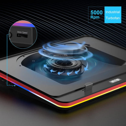Laptopkoeler – Laptop Cooling Pad – Koelstandaard – Gaming Koeler – Ventilator Koeler – Krachtige Turbo Fan 5000 RPM – RGB Verlichting Met Variabele Snelheid