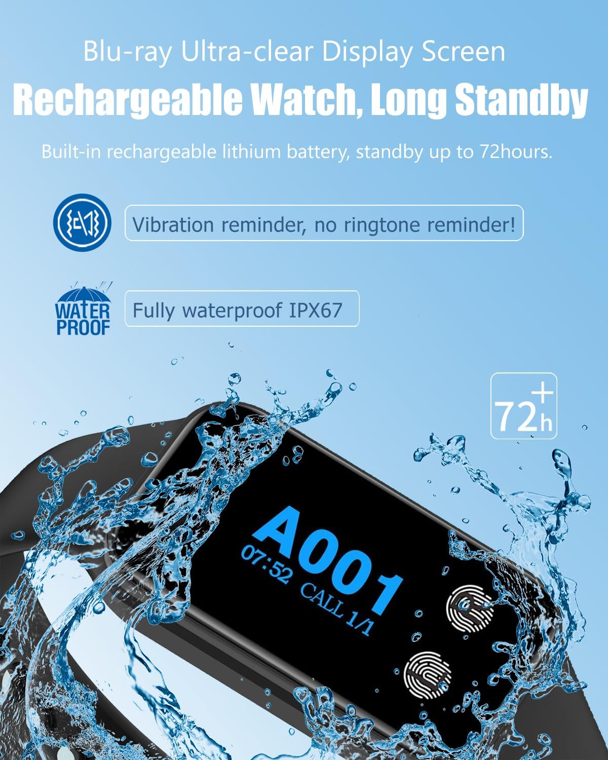 Draadloos Oproepsysteem – Wachtradio – Pager Systeem – Personeelsoproep – Serviceoproeper – Waterdichte Polsontvanger IPX67 – 10 Draadloze Oproepknoppen - QUORE