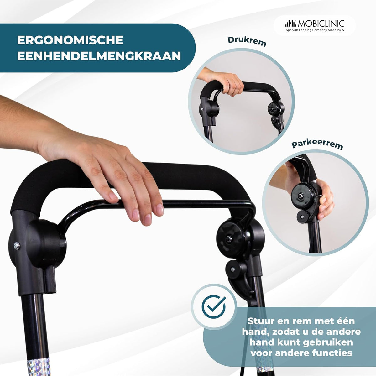 Mobiclinic®, Opvouwbare Rollator, Boodschappenkar met Zitting, Coliseum, Enkele Hendel, Staal, Grote Mand, Rugleuning en Vulling, Remsysteem, 360º Wielen