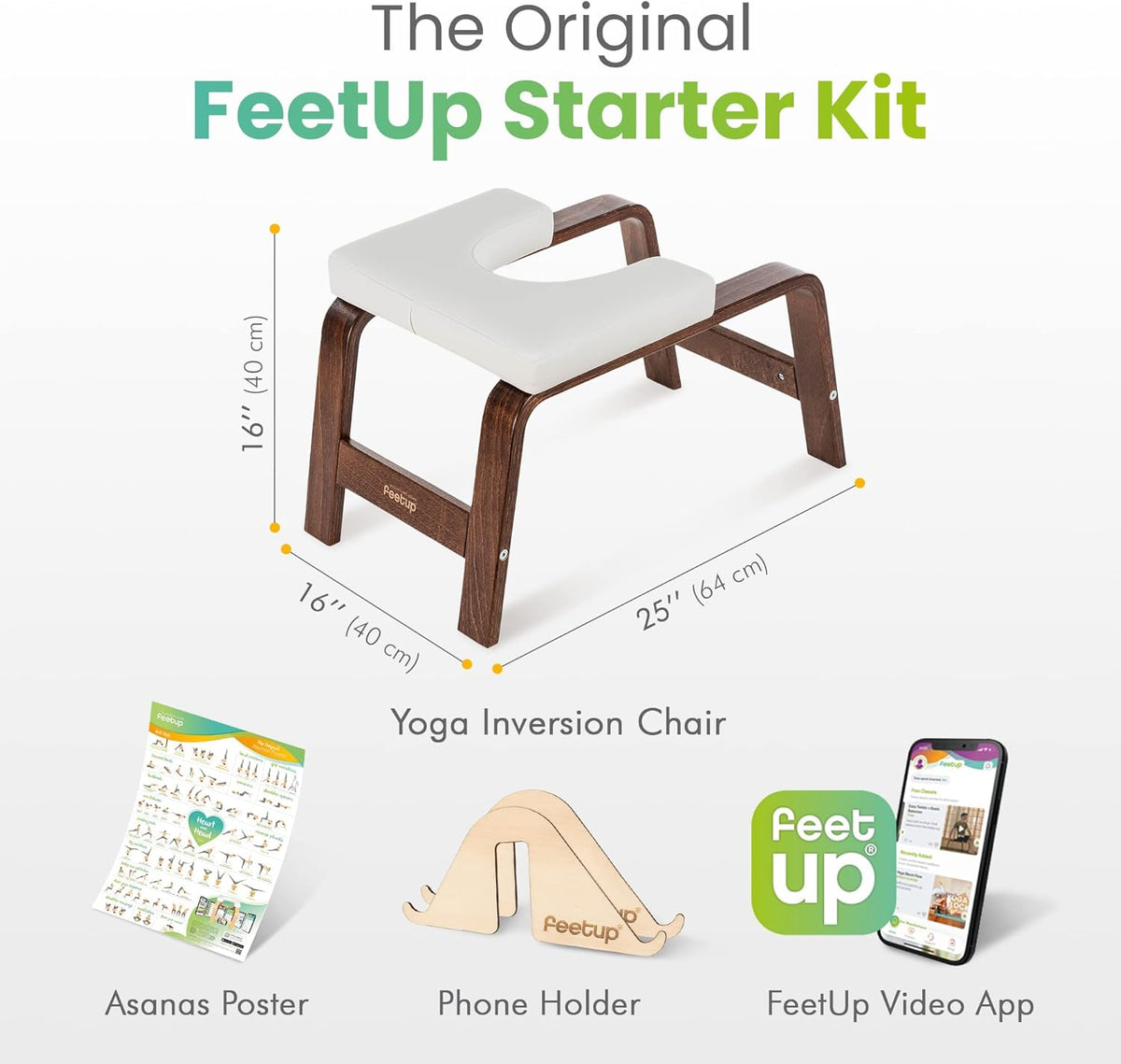 FeetUp - The Original Yoga Headstand Sofa, Vegan Handstand Trainer Bench and Stand, Strength Training Inversion Equipment for Relaxation & Strength, Includes App & Starter Kit - QUORE