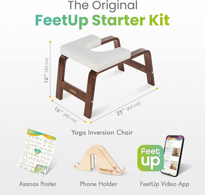 FeetUp - The Original Yoga Headstand Sofa, Vegan Handstand Trainer Bench and Stand, Strength Training Inversion Equipment for Relaxation & Strength, Includes App & Starter Kit - QUORE