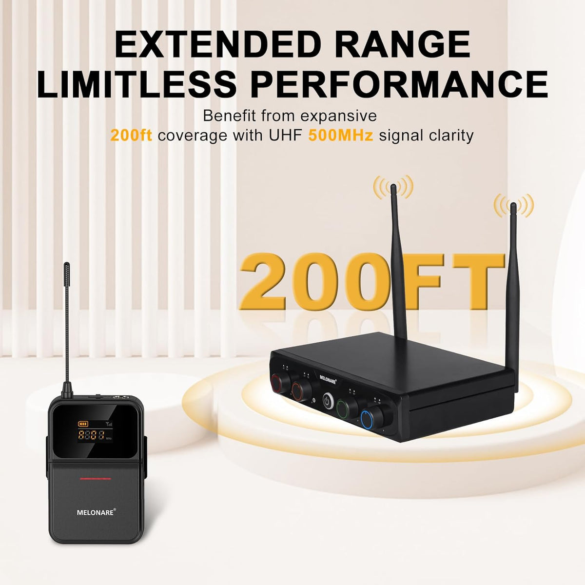 4-Kanaals UHF-Draadloos Microfoonsysteem – Draadloze Microfoonset, Headsetmicrofoon, Dasspeldmicrofoon, Bodypack-Zenders – 24-Bit/48 kHz Geluidskwaliteit – Stabiele UHF-Verbinding Tot 200 Meter