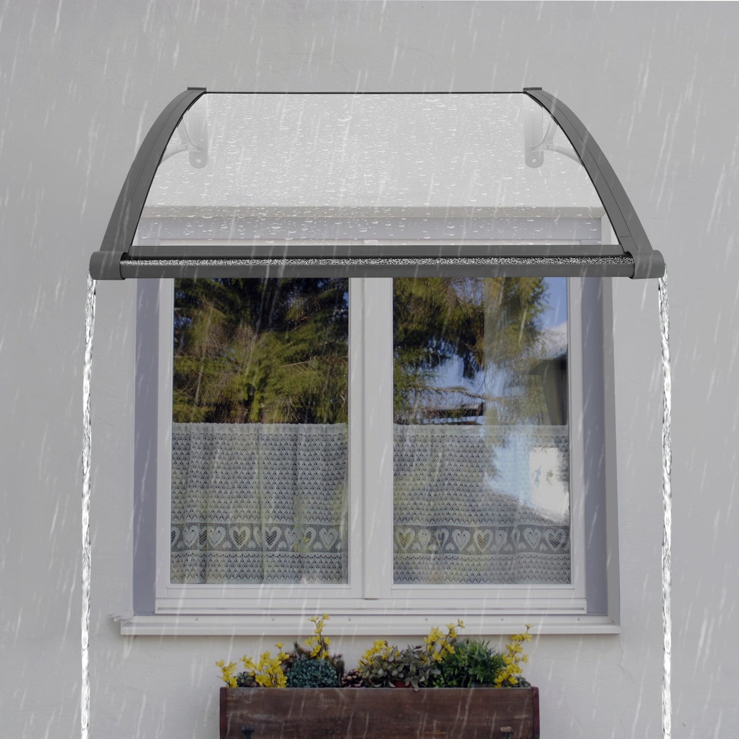 Clear Rain Shelter Cover, Window Awning Rain Shelter, Front Door Canopy, Outdoor Shelter, Door Canopy, Minimalist Shelter, Sleek Design, Weatherresistant, Durable Construction, Rain Protection, Window Cover