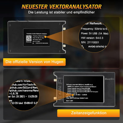 Seesii LiteVNA Vector Netwerk Analyser, Verbeterde 4 inch Antenne Analyser 50kHz-6.3GHz met MicroSD Slot, Meting Smith Chart S Parameter HF VHF UHF SWR Fase Vertraging