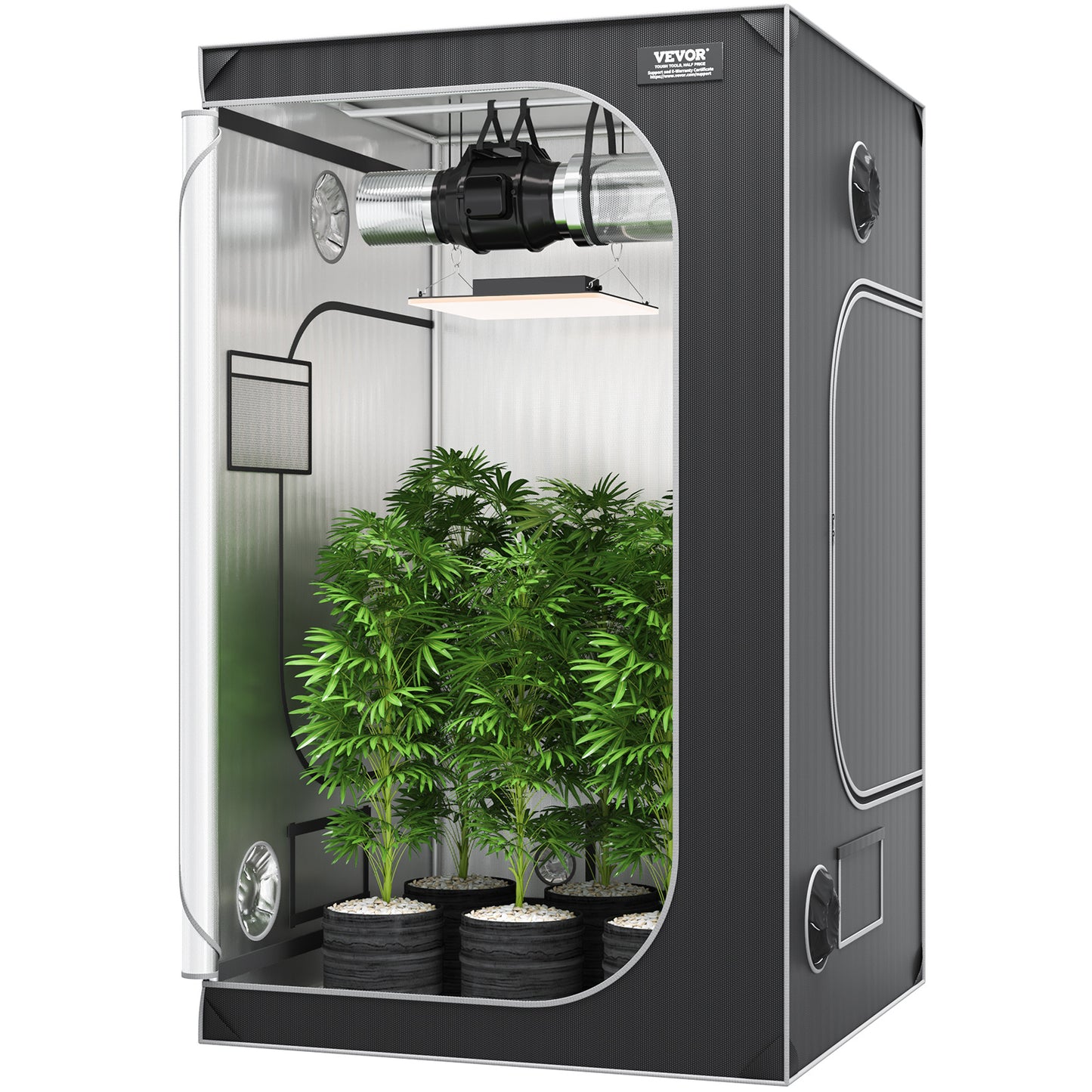 Kweektent – Growtent – Growbox – Kweekkast – Binnenkweek – 48x48x80 inch – 2000D Oxford Stof – 100% Reflecterend Mylar Uiterlijk