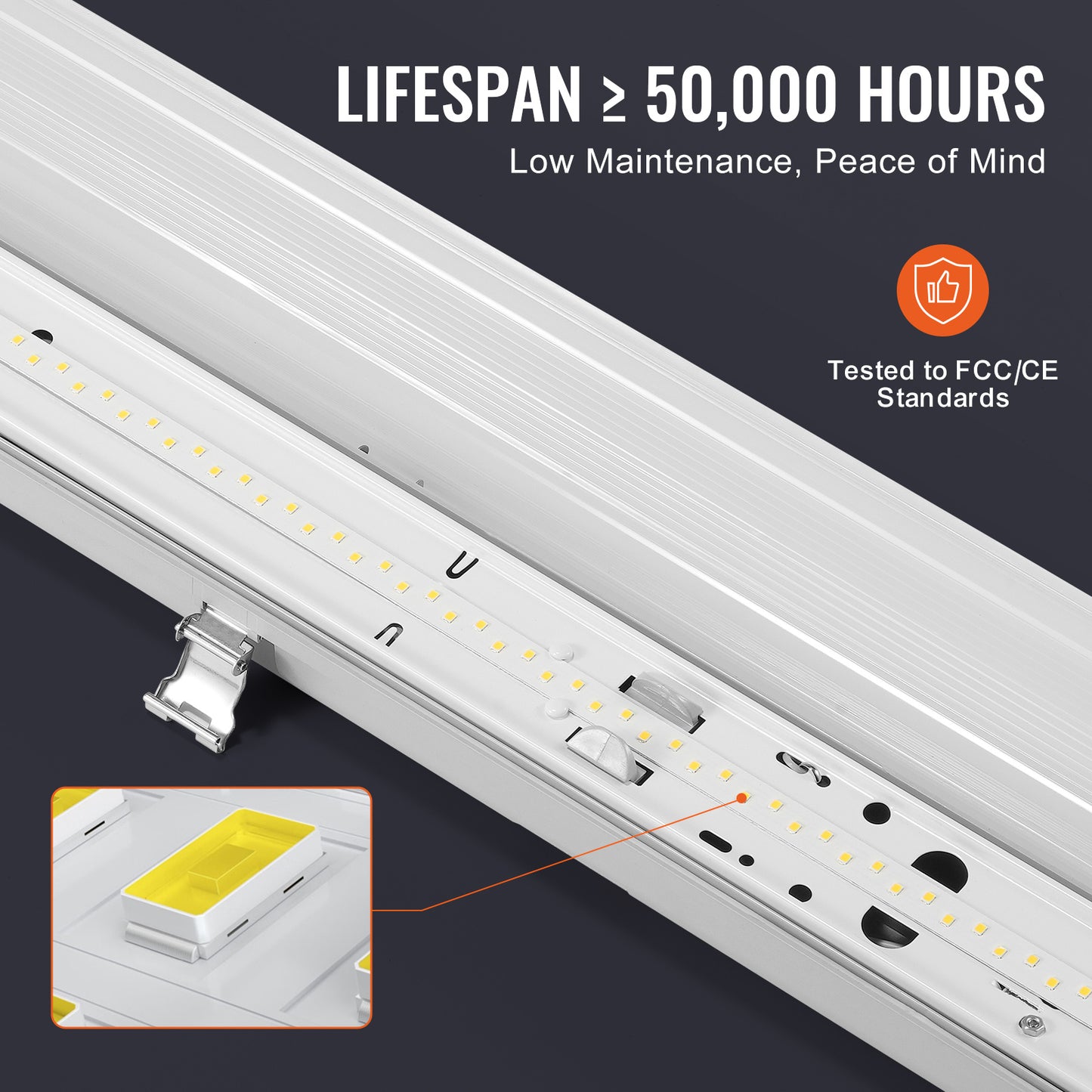 Led Armatuur – LED Plafondlamp – Werkplaatsverlichting – Vapor tight lamp – Industrieel armatuur – 60W – 7400LM – IP65 Water- en Stofdicht – 5000K Daglichtkleur