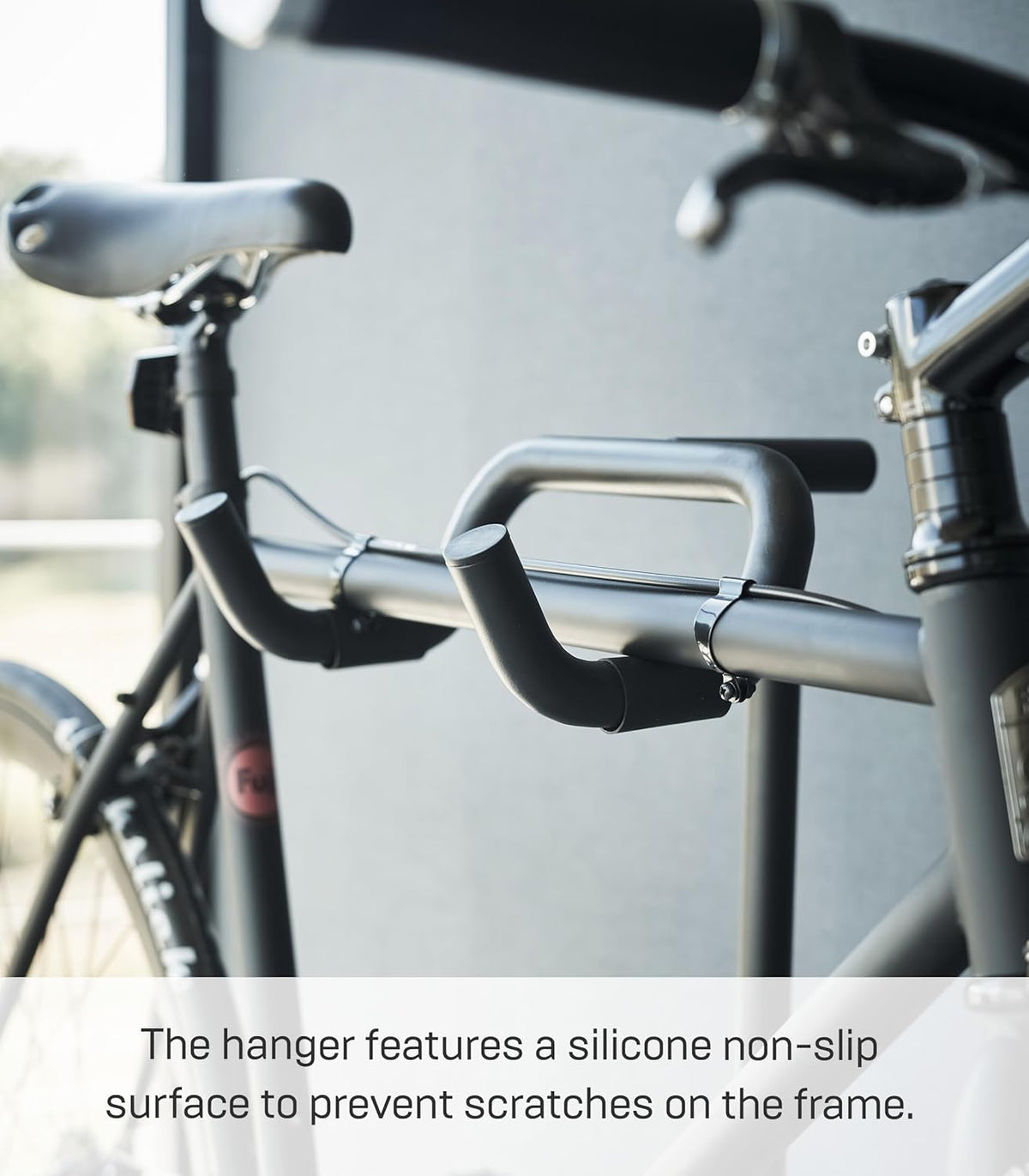 Yamazaki 1966 TOWER Bicycle Stand, black, Steel / Polypropylene / Silicone, 38 x 33 x 94 cm