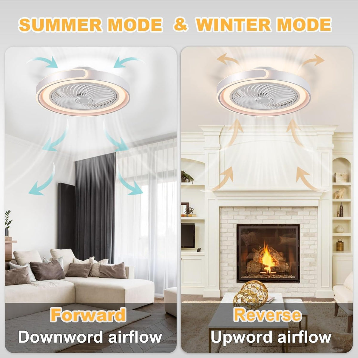 TYJY Modernity Ronde plafondventilator, stil, met licht, 50 cm, plafondlamp, ventilator, 70 W, led, dimbaar, met afstandsbediening, app, timer, 6 snelheden, voor woonkamer, slaapkamer, eetkamer (wit)