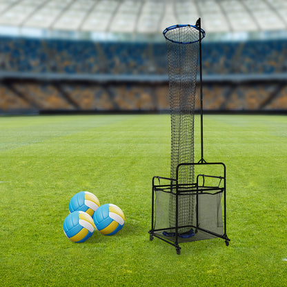 Volleybaltrainer – Volleybal Trainingssysteem – Volleybal Rebounder – Volleybal Setter – Volleybal Trainingsapparaat – Verstelbare Hoogte tot 3,66 m – Stevig Stalen Frame met Wieltjes