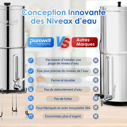 Zwaartekracht ultrafiltratie watersysteem – Waterfilter – Waterfiltersysteem – Drinkwaterfilter – Aanrechtfilter – 8,5 liter – 304 roestvrij staal