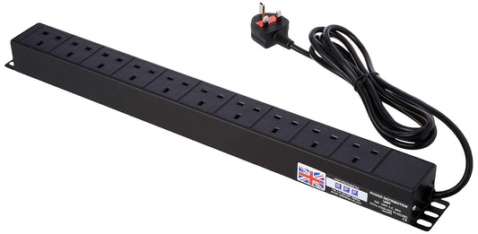 Stroomverdeelunit 10 Stopcontacten – PDU – Rack Stekkerdoos – Verdeelstekker – Stekkerblok – Horizontale Rackmontage – Aluminium Behuizing
