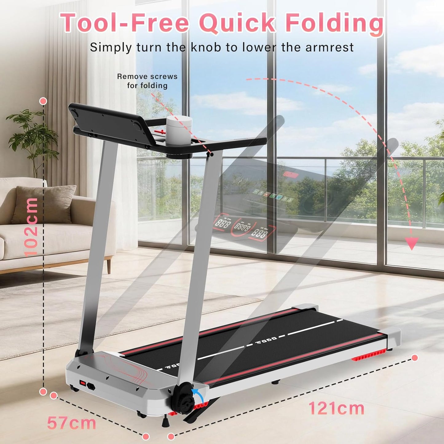 Loopband – Inklapbare Loopband – Hardloopband – Treadmill – Walking Pad – 12 Programma’s & Hartslagmeter – Draadloos Opladen & 10% Handmatige Helling