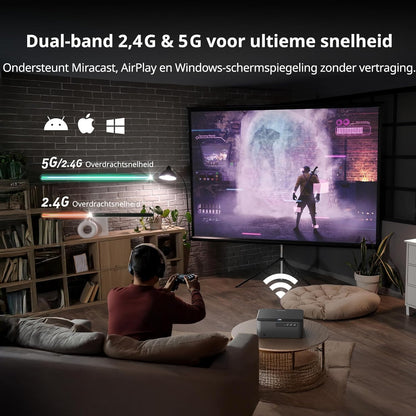 WEWATCH WP01 Smart Projector Full HD 1080P [Netflix & Dolby Audio] 700 lumen ISO met wifi/Bluetooth, automatische keystone-correctie en autofocus, thuisbioscoopprojector voor buiten