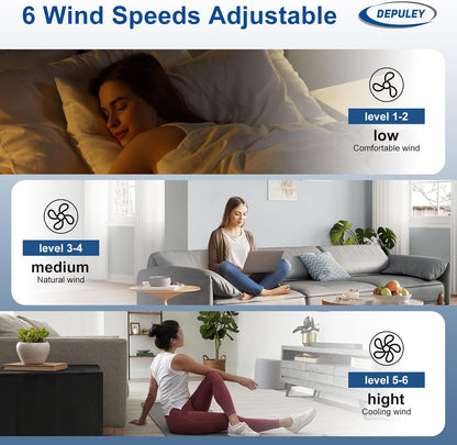 Depuley Grote plafondventilator zonder licht voor buiten: 132 cm, ventilator met afstandsbediening en app voor terras en tuin, stille plafondventilator, omkeerbare DC-timer voor slaapkamer, woonkamer