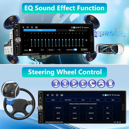 2+32G Carplay Auto Radio 1 din Android met Android Auto GPS-Navigatie, Bluetooth Single din Radio Auto met Scherm, Stereo Auto Support Mirrorlink/FM/WIFI/USB/SWC+Achteruitrijcamera