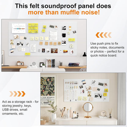 4 stuks akoestische panelen, 120x60 decoratieve geluiddichte wandpanelen, grote zelfklevende geluidsabsorberende panelen voor kantoor, thuisbioscoop, studio, wit