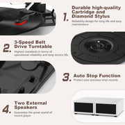 Platenspeler - Geïntegreerde Luidsprekers - Vintage Fonograaf - met Bluetooth 5.3 Ondersteunt - 2 Dubbele Stereoluidsprekers - 3 Snelheden - AUX - RCA - USB - Draadloos Afspelen - Hout - Wit