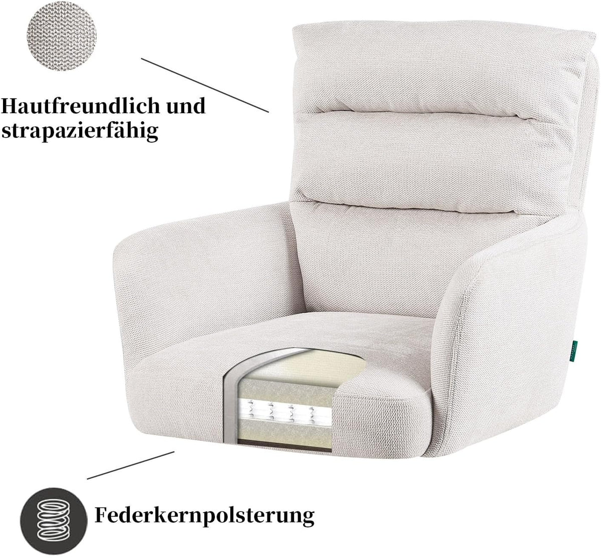 360° Draaibare Eetkamerstoel – Draaistoel – Stoel Met Armleuning – Zithoekstoel – Design Eetstoel – Crème Kleur – Natuurlijk Eikenhout Frame – Reset-functie