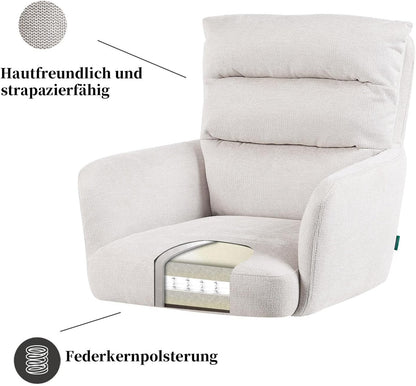 360° Draaibare Eetkamerstoel – Draaistoel – Stoel Met Armleuning – Zithoekstoel – Design Eetstoel – Crème Kleur – Natuurlijk Eikenhout Frame – Reset-functie