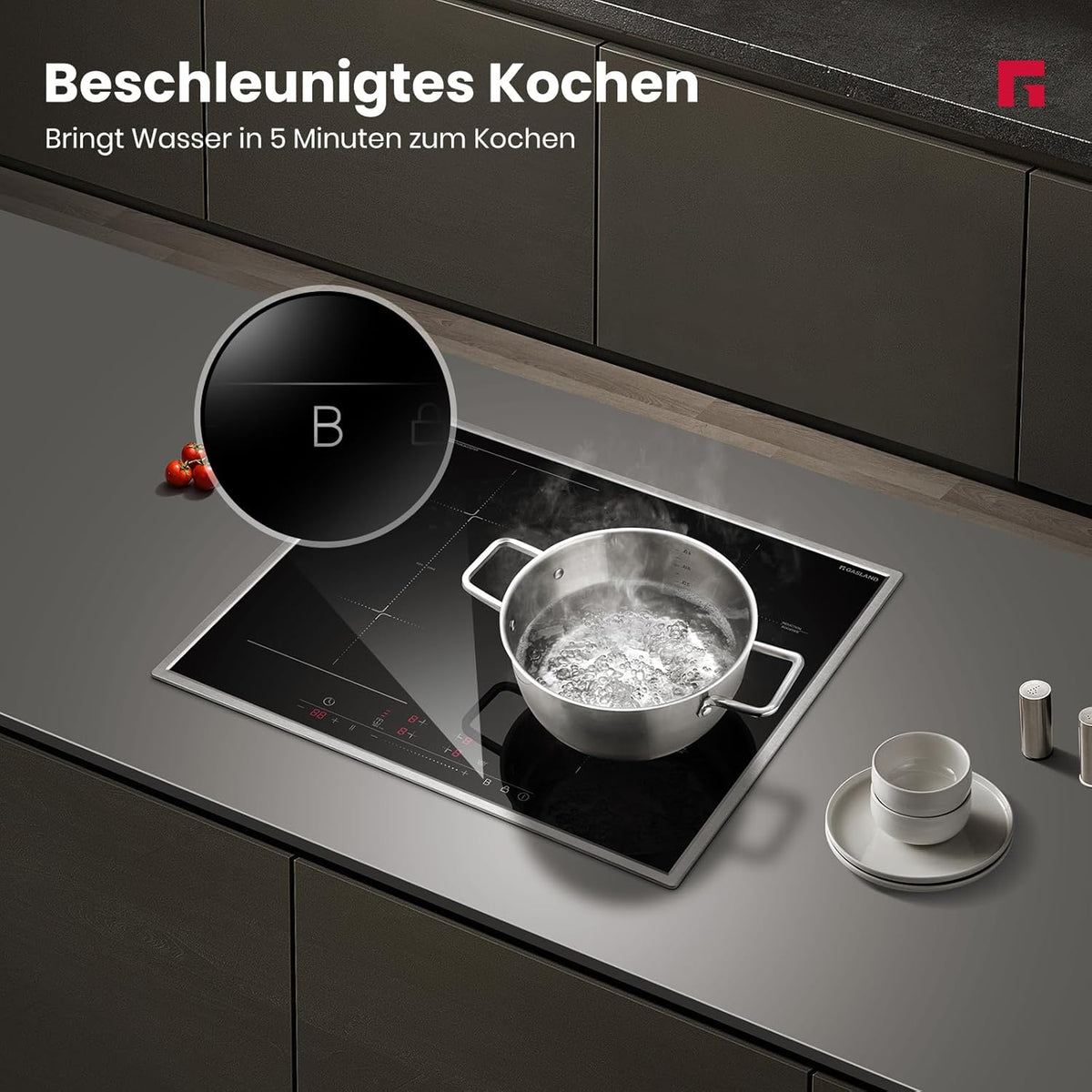 Inductiekookplaat – Inbouwkookplaat – Elektrische kookplaat – Kookplaat met flexibele zone – 60 cm – 4 Pitten – PowerBoost functie – 7000 W vermogen