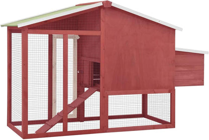 LAPOOH Chicken Coop with Nesting Box Red and White Solid Pine Wood, Chicken Coop, Chicken Coop, Chicken Cage, Poultry House, Animal Outdoor Pens & Coops-170867