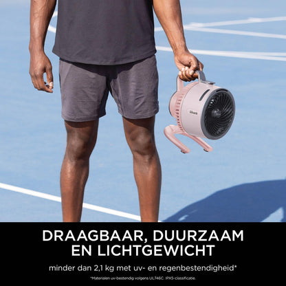 Shark FlexBreeze HydroGo, krachtige draagbare ventilator met verneveling, koeling binnen en buiten, stil en duurzaam, snoerloos, compact en lichtgewicht, luchtstroom tot 20 m, Kwarts FA050EUPK