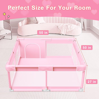 Baby playpen 1.2 * 1.2 m Pink - QUORE