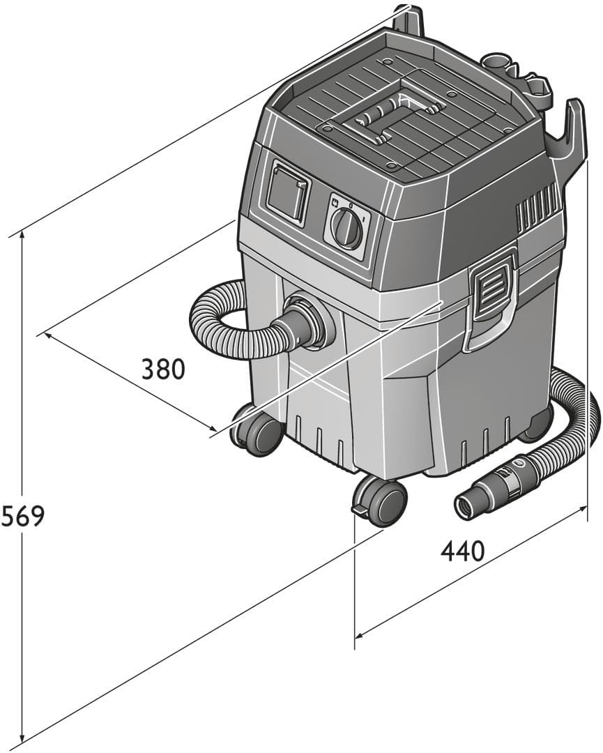 FEIN Dustex 35 l, krachtige nat-/droogzuiger voor de aansluiting van elektrisch gereedschap in de werkplaats en bij de montage.