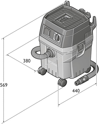 FEIN Dustex 35 l, krachtige nat-/droogzuiger voor de aansluiting van elektrisch gereedschap in de werkplaats en bij de montage.