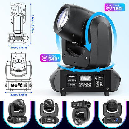 100 W Moving Head LED DMX DJ-lichten draaiende spot beam 18-voudig prisma podiumverlichting 8 kleuren met geluid geactiveerde modi voor bruiloftsfeesten kerk live band show bar disco party