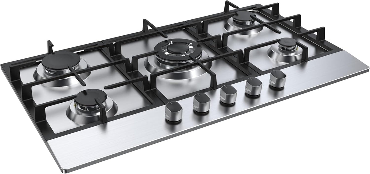 Inbouw Gaskookplaat – Gaskookplaat 5 Branders – Gasfornuis – Keukenfornuis – Inbouwfornuis – 85 cm Breed – Thermoelement Veiligheid – Roestvrij Staal