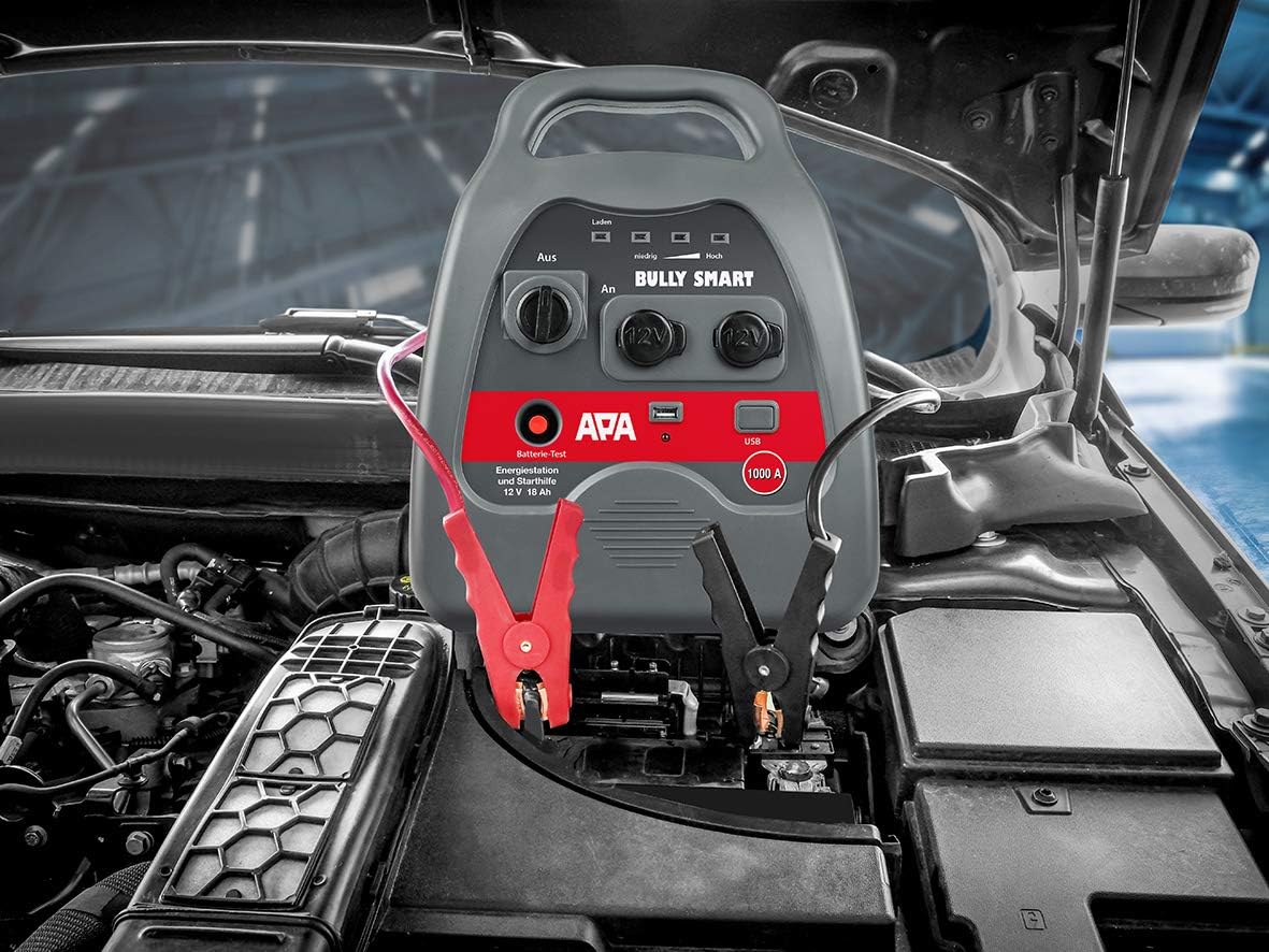 APA 16644 Power Pack Bullly Smart Starthulp, geïsoleerde pooltangen, 12 V/1000 A,Grijs
