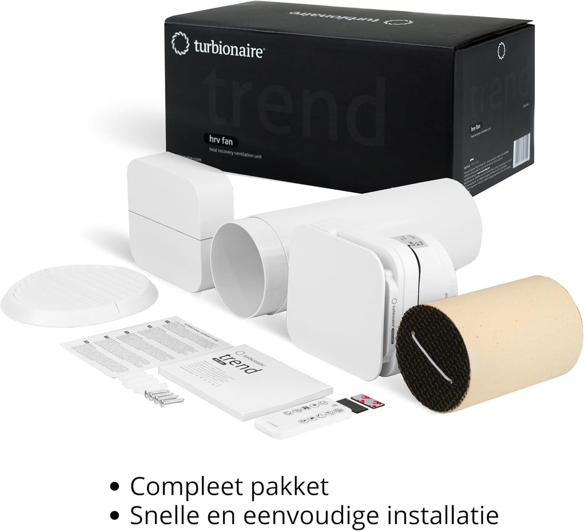 Turbionaire Trend HRV 150 WMW – Decentrale VMC Met Warmteterugwinning, Wifi, Vochtsensor, Afstandsbediening, 8 Snelheden, DC-Motor, Omkeerbare Luchtstroom, 150 Mm, 3 Jaar Garantie
