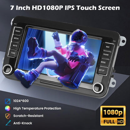 4G+64G Android 15 2 DIN Autoradio voor VW Golf Tiguan Caddy Polo Touran met Draadloze CarPlay Android Auto GPS, 7" Touchscreen, DSP FM/RDS Radio WiFi + Achteruitrijcamera + Microfoon