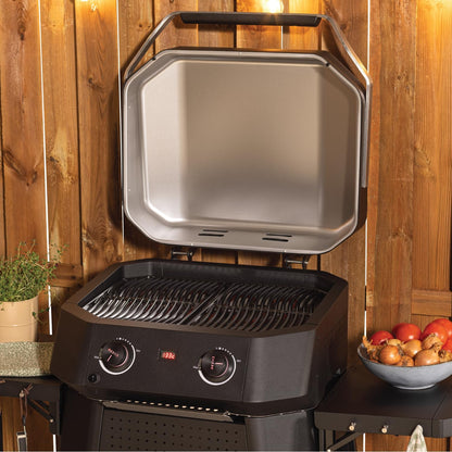 Geavanceerde elektrische grill met twee zones, 2100 W, indirect koken, digitale thermometer, roestvrij staal, zwart