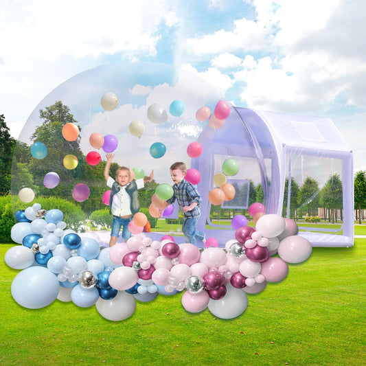 Opblaasbaar balhuis, pvc, transparant, opblaasbare tent met ventilator, opblaasbaar balhuis, iglo-koepel voor bruiloft buiten, verjaardagsfeest (blauw)