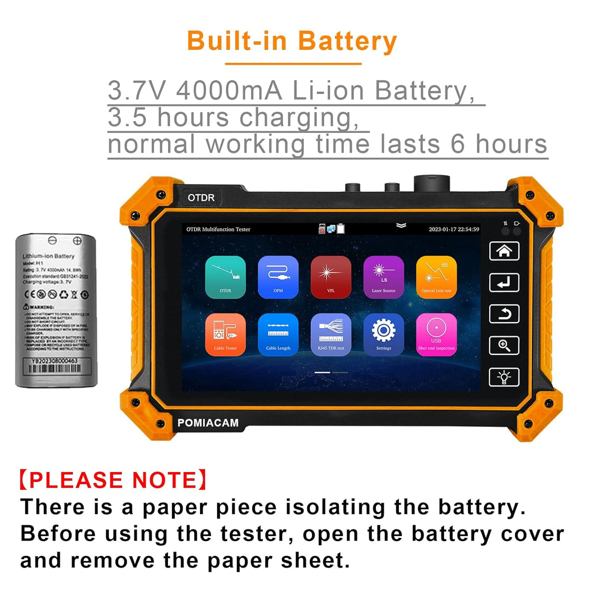 OTDR Vezel Optische Tester MOT-51C 1310/1550nm 26/24dB 5.5 "OLED Touchscreen Ingebouwde VFL OPM LS (Lichtbron) OLT (Optische Verlies Test) Gebeurteniskaart