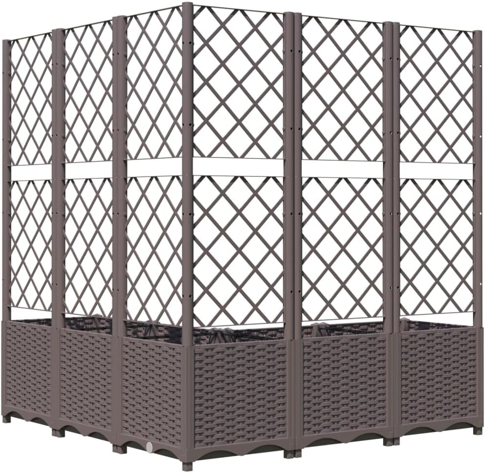 Gecheer Corner Planter with Trellis Polypropylene Brown 120 x 120 x 136 cm with Trellis - QUORE