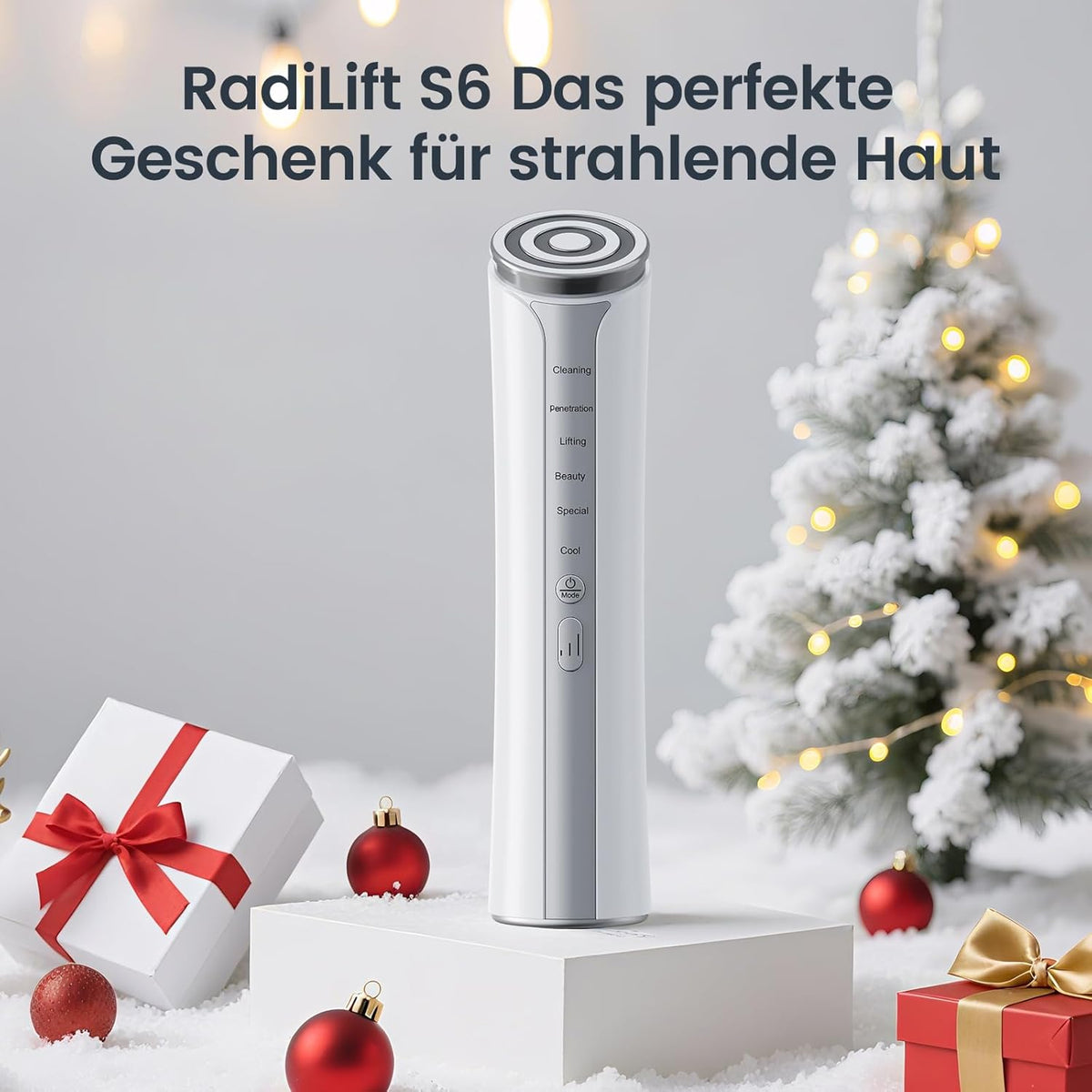 Radiofrequentie Gezichtsverzorgingsapparaat Wit – Gezichtsmassageapparaat, EMS Gezichtsmassageapparaat, Huidverzorgingsapparaat, Elektrisch Gezichtsapparaat – 4-In-1 Met Warmte En Koeling – Ergonomisch Gua Sha Design