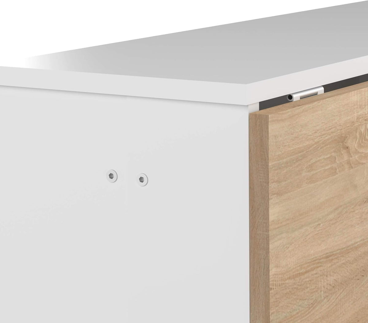 Symbiosis Trick B2 tafel, hout veredeld, blanc/chêne naturel, 73,4 x 103 x 76 cm
