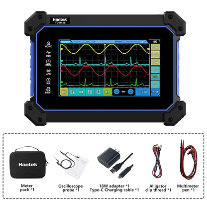 Multifunctionele oscilloscoop – Digitale oscilloscoop – Multimeter – Functiegenerator – Gegevensrecorder – 2-Kanaals 110 MHz – 7 Inch Touchscreen – Ingebouwde Accu