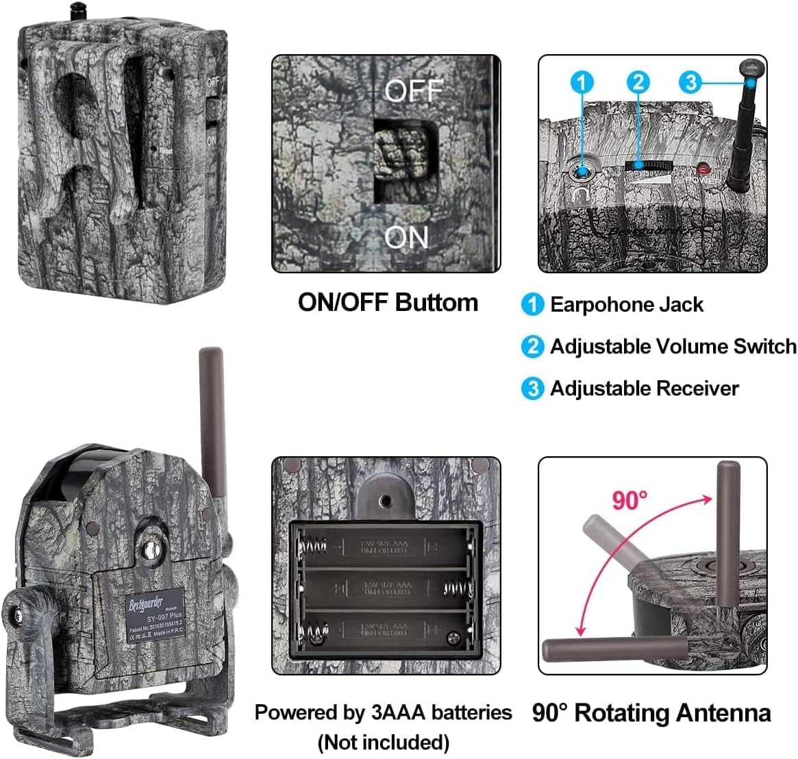 Draadloos alarmsysteem, 300 m lang bereik, jachtalarm, weerbestendig, bewegingsmelder en detector, bewaking en bescherming, voor buiten, 1 ontvanger en 5 sensoren