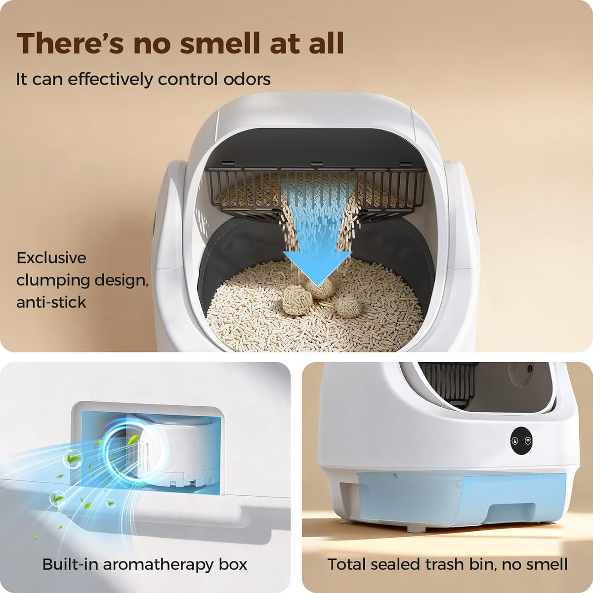 Automatic Cat Litter, Ellenpent Open Top Self-Cleaning Cat Litter Box - QUORE